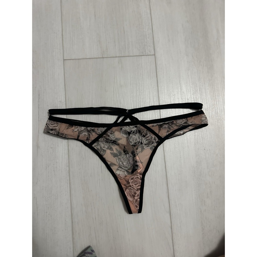 NWT Victoria's Secret Very Sexy Mesh Strappy Thong Ringmaster Rose Sz XL